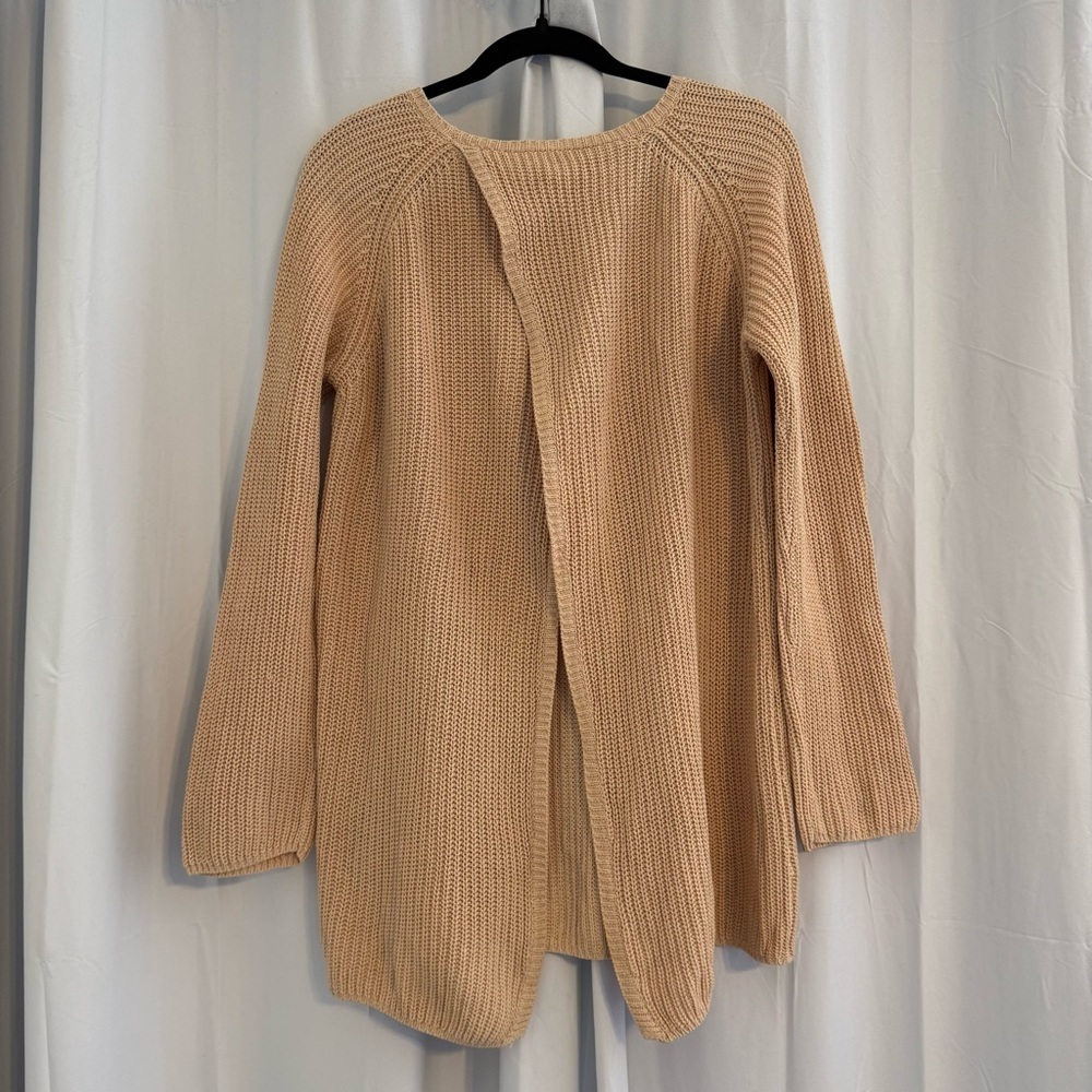 525 America Beige Cotton Tunic Sweater Split Back Medium - Picture 8 of 12